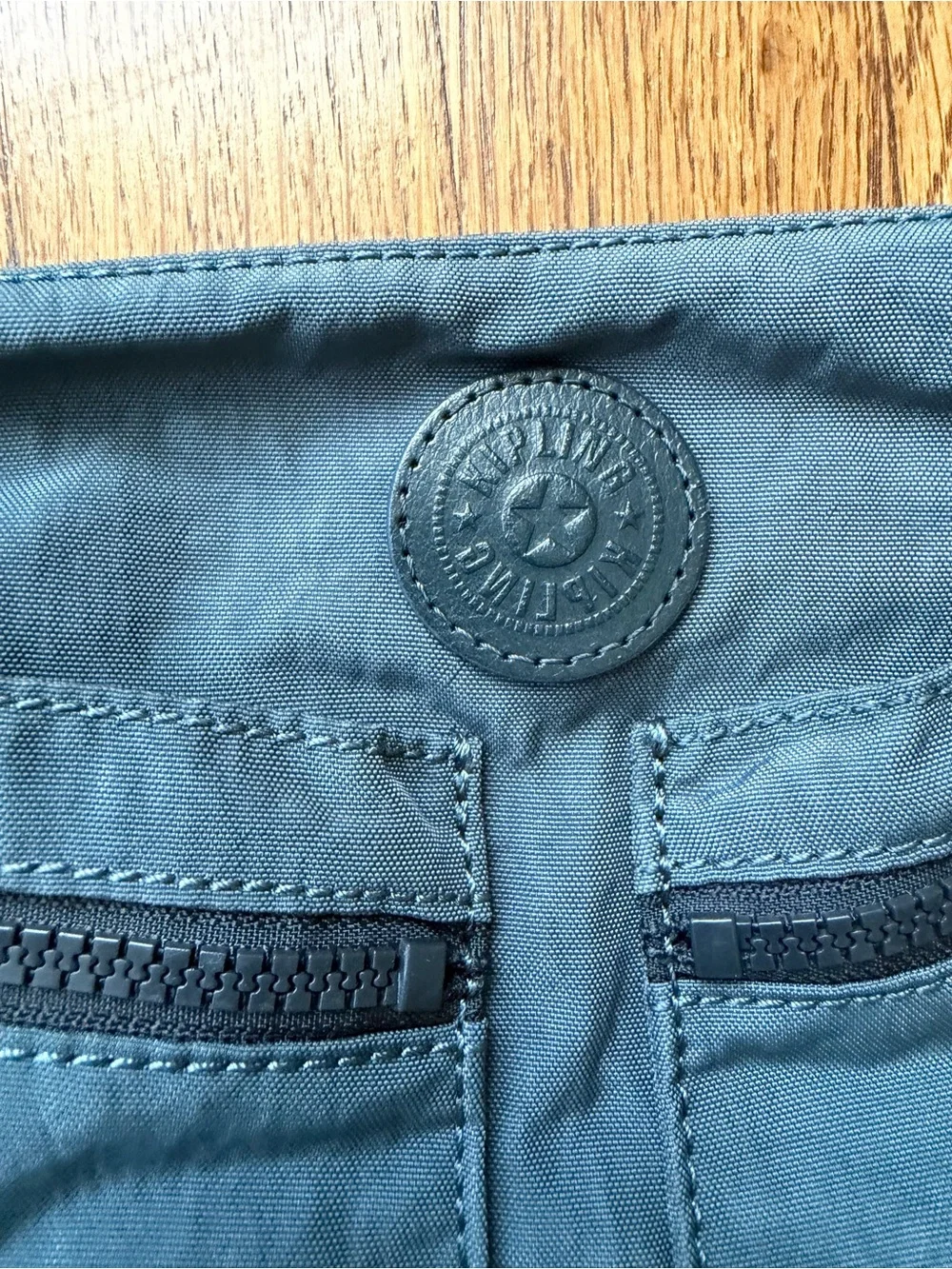 Kipling Blue Gray Nylon Crossbody Bag w/ Monkey Charm Y2K